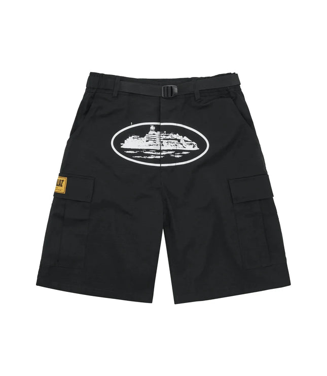 Corteiz Alcatraz Cargo Shorts Black