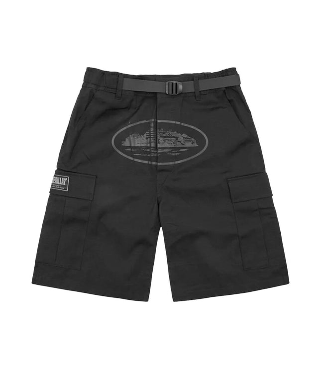 Corteiz Alcatraz Cargo Shorts Triple Black