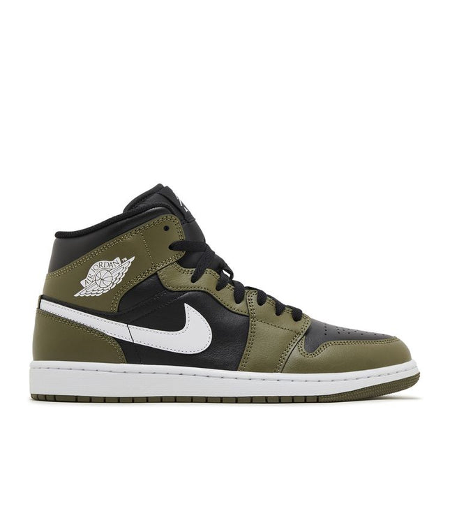 Jordan 1 Mid Black White Olive