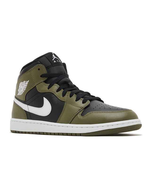 Jordan 1 Mid Black White Olive