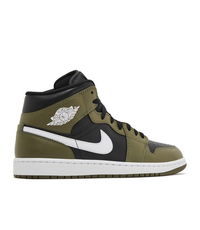 Jordan 1 Mid Black White Olive