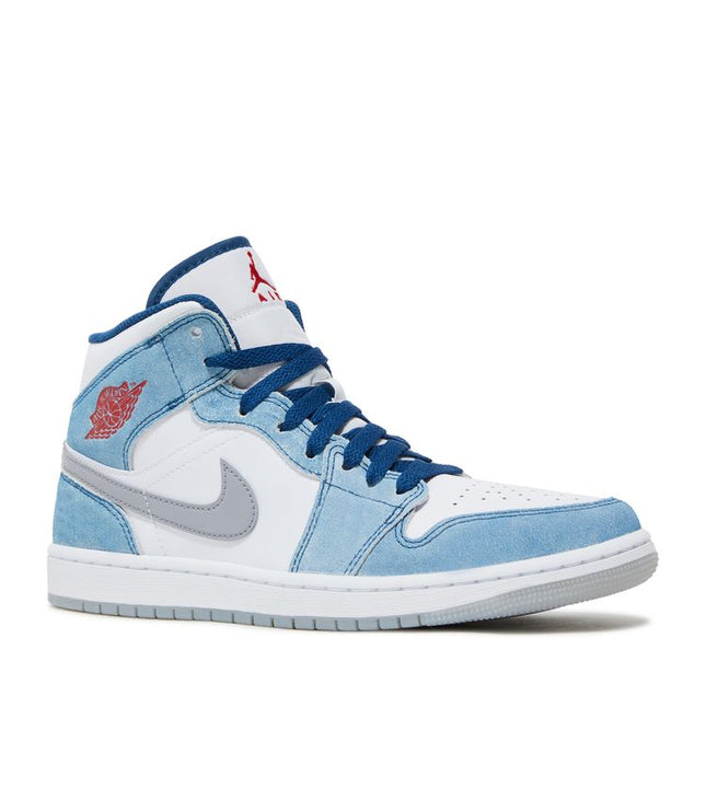Jordan 1 Mid French Blue Fire Red