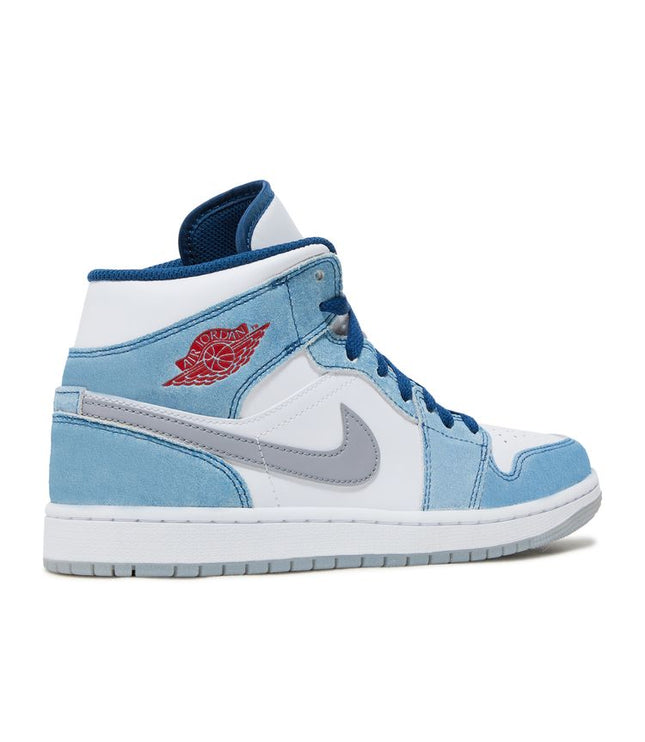 Jordan 1 Mid French Blue Fire Red