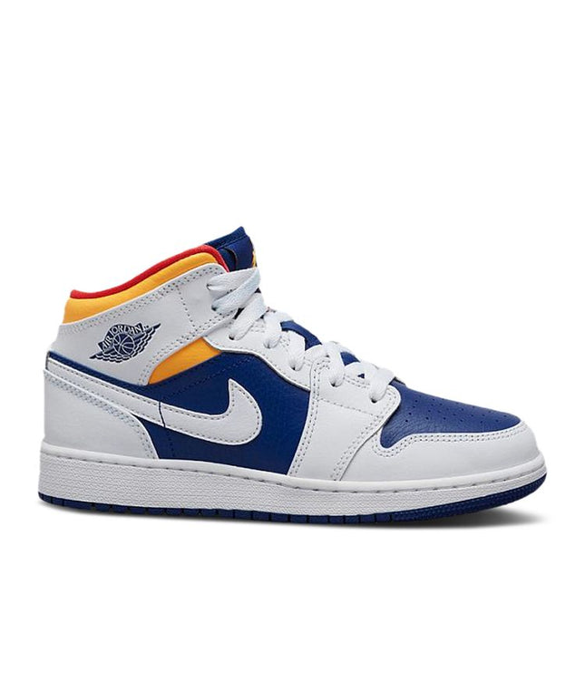 Jordan 1 Mid White Laser Orange Deep Royal Blue (GS)