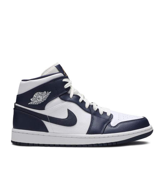 Jordan 1 Mid White Metallic Gold Obsidian