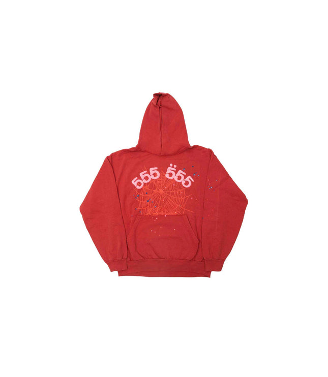 Sp5der Worldwide Red Angel Number 555 Hoodie Red