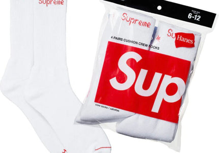 Supreme Hanes Crew Socks (4 páry) White