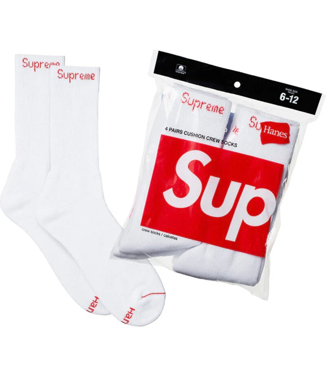 Supreme Hanes Crew Socks (4 páry) White